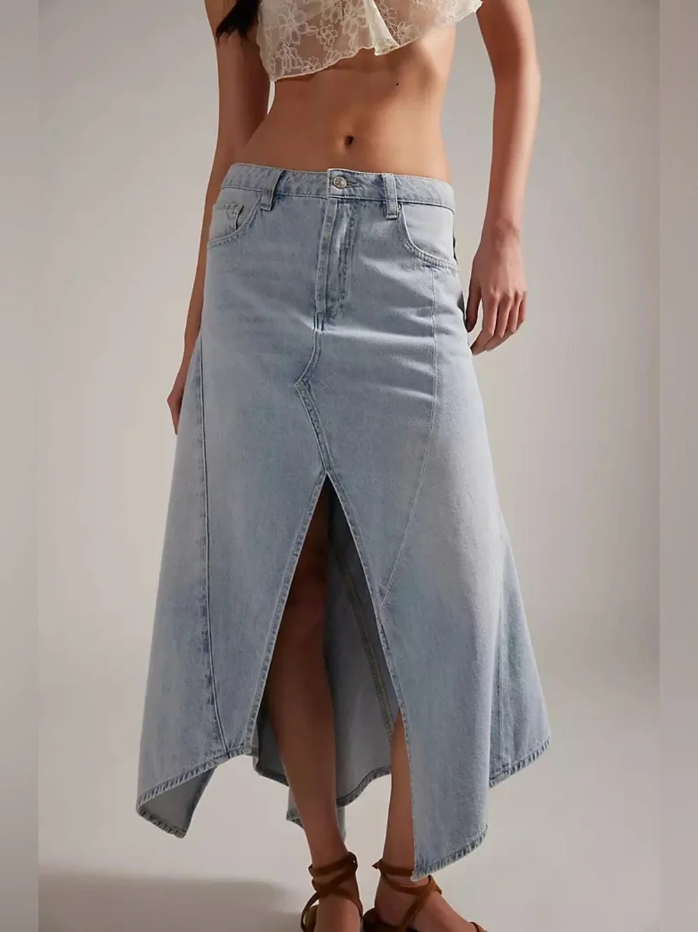 FREE PEOPLE AQUARIUS DENIM MAXI SKIRT